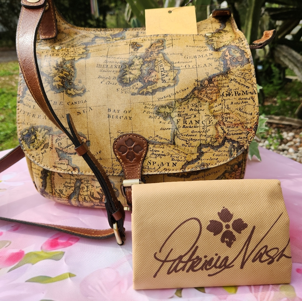 Patricia Nash European Map Collection Crossbody &Dust Bag  NWT